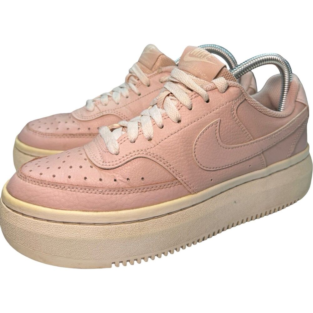 Nike Court Vision Alta Womens Pink Tumbled Leather Platform Sneaker DM0113-600 9